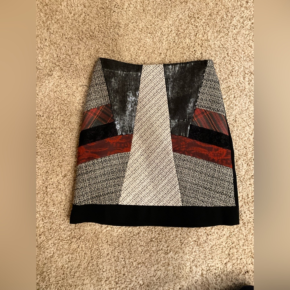 Tweed Patchwork Mini Skirt with Matching Scarf